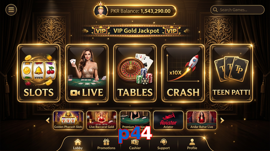 Main screen of P44 casino page for PK players